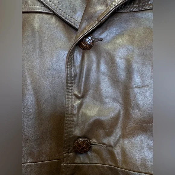 Vintage 70s Leather Trench Coat‎ Size 40R Rust Brown Belted Grais New Generation - Picture 3 of 15